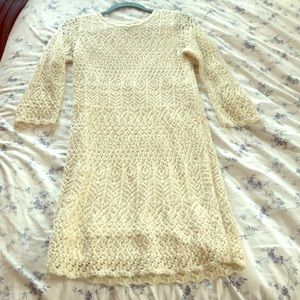 Knit 3/4 length sleeve dress (cream)